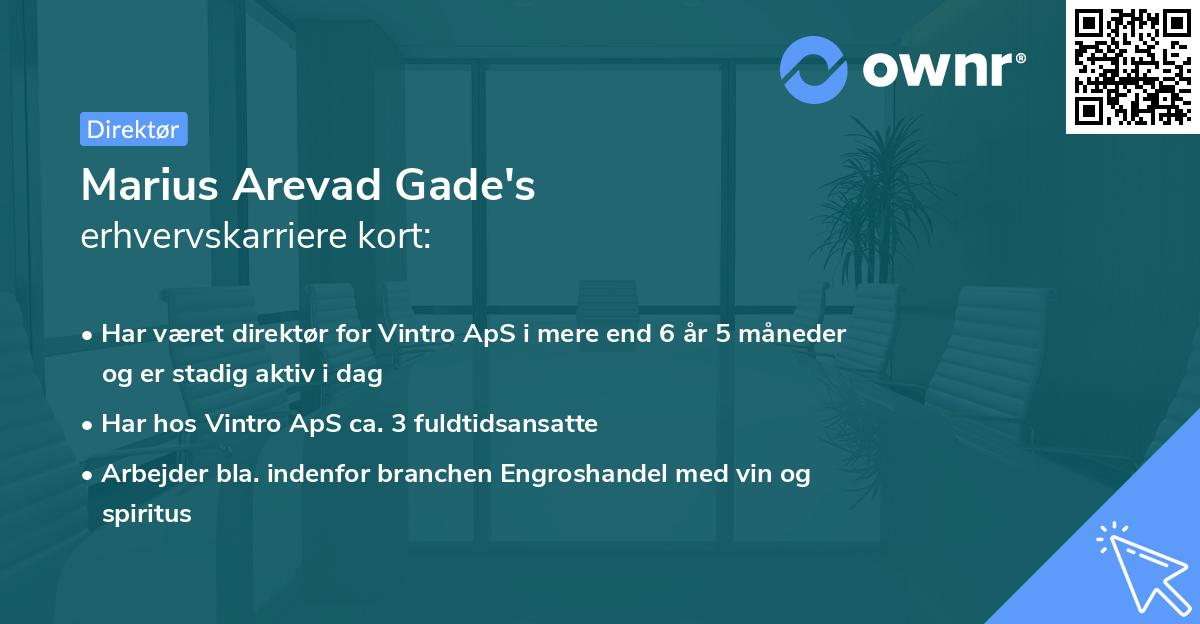 Marius Arevad Gade's erhvervskarriere kort