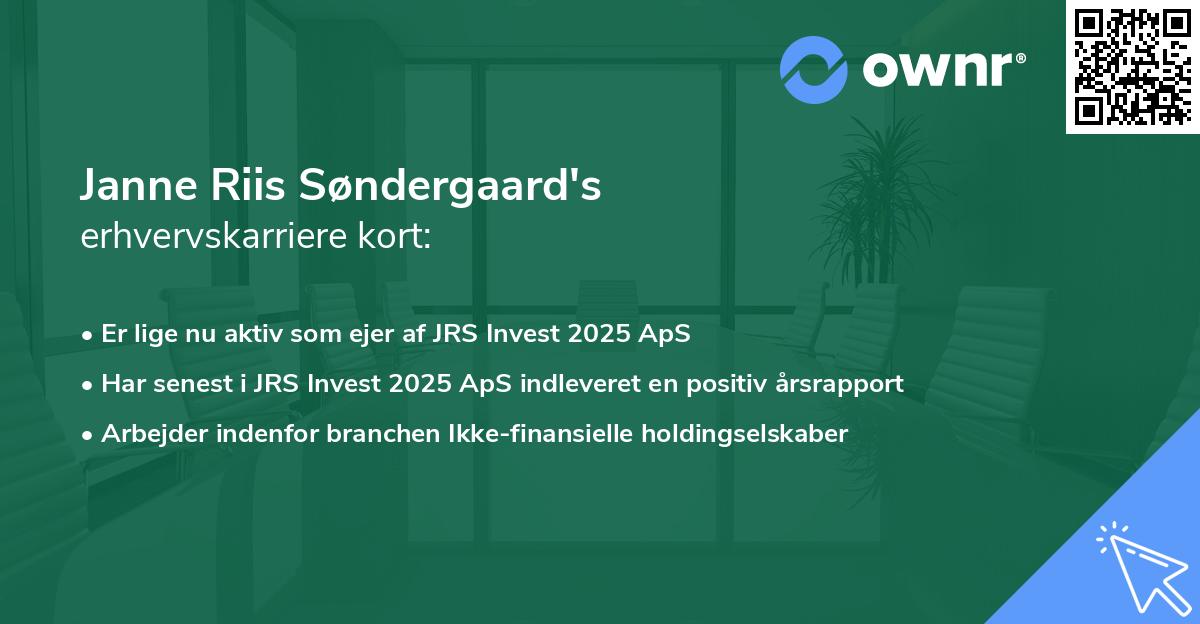 Janne Riis Søndergaard's erhvervskarriere kort