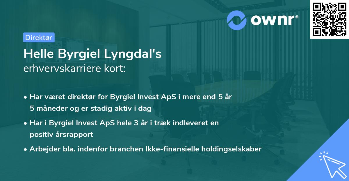 Helle Byrgiel Lyngdal's erhvervskarriere kort