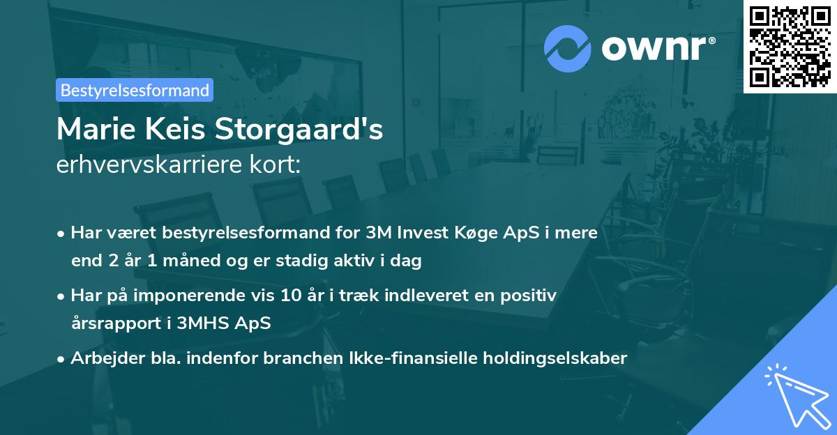Marie Keis Storgaard's erhvervskarriere kort