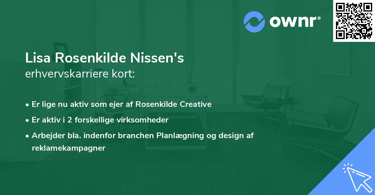 Lisa Rosenkilde Nissen's erhvervskarriere kort