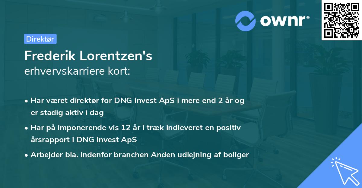 Frederik Lorentzen's erhvervskarriere kort