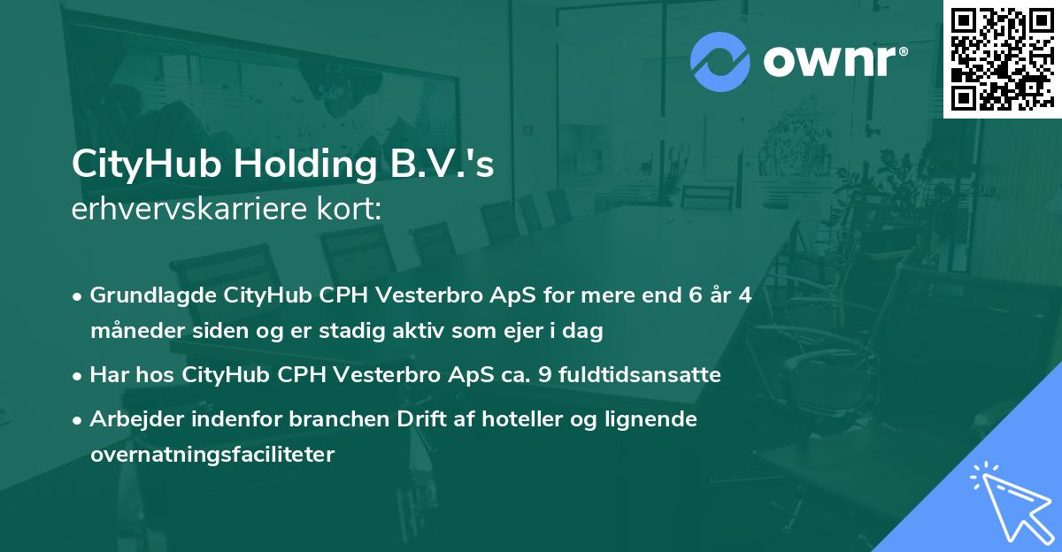CityHub Holding B.V.'s erhvervskarriere kort