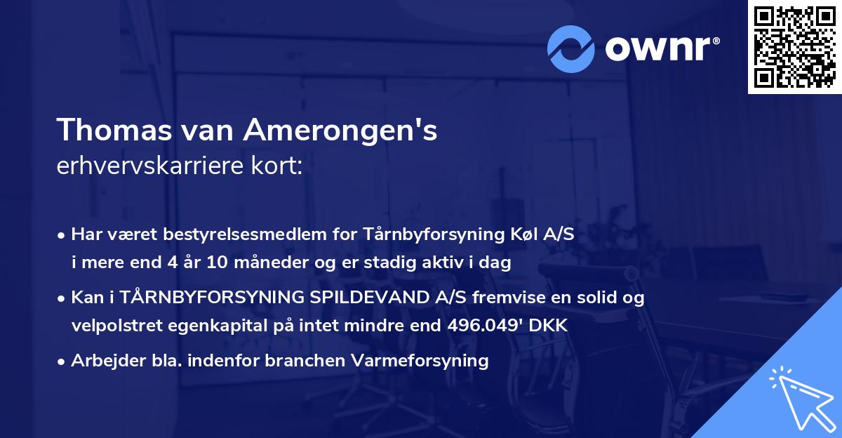 Thomas van Amerongen's erhvervskarriere kort