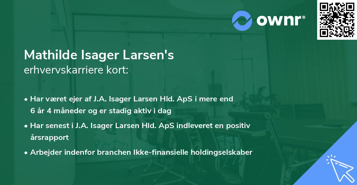 Mathilde Isager Larsen's erhvervskarriere kort