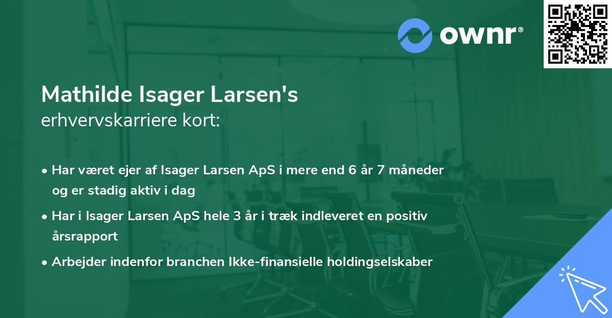 Mathilde Isager Larsen's erhvervskarriere kort