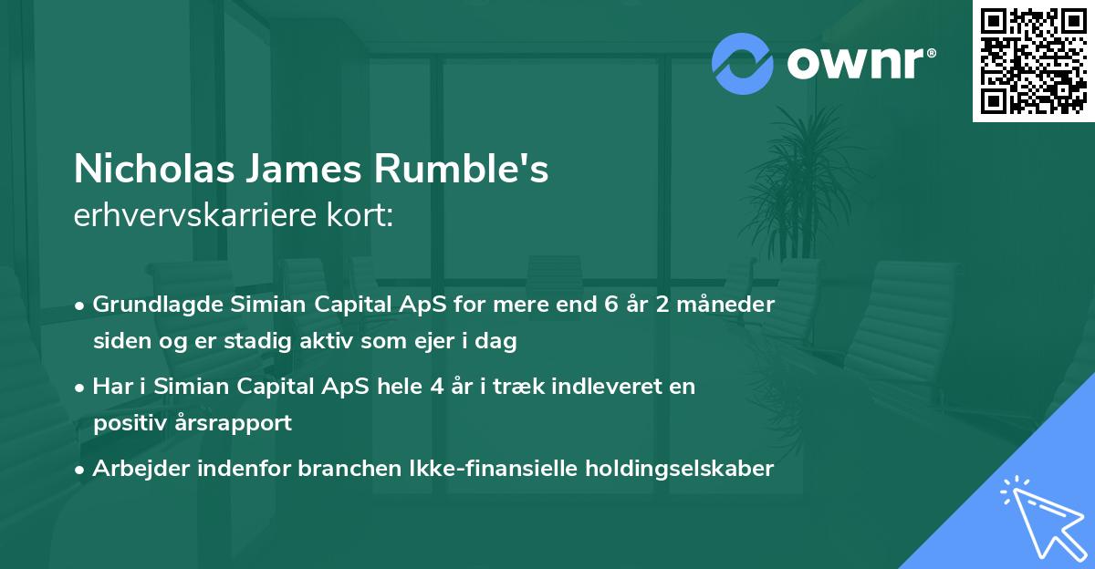 Nicholas James Rumble's erhvervskarriere kort