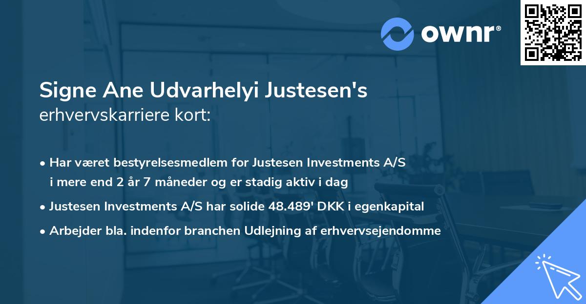 Signe Ane Udvarhelyi Justesen's erhvervskarriere kort