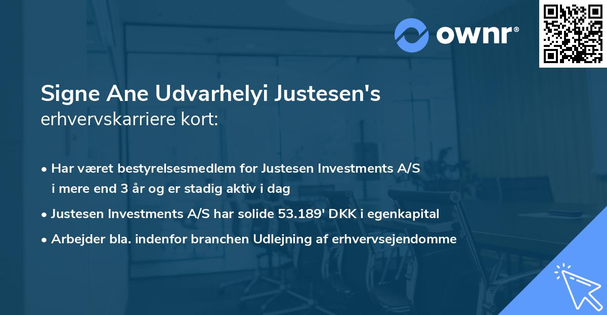 Signe Ane Udvarhelyi Justesen's erhvervskarriere kort