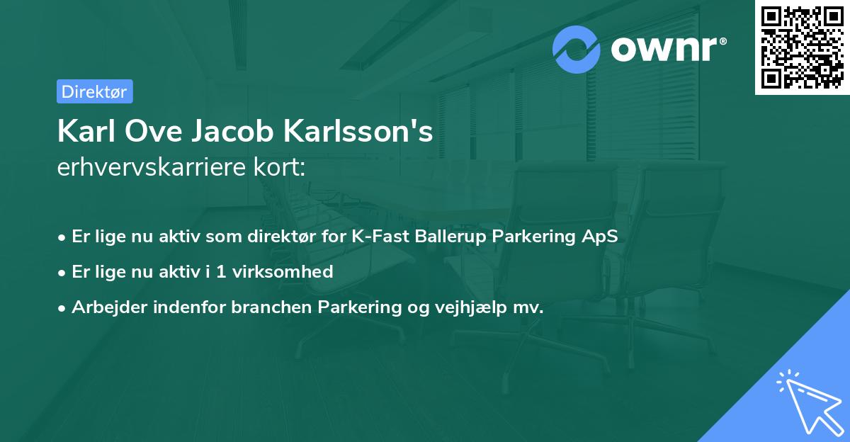 Karl Ove Jacob Karlsson's erhvervskarriere kort