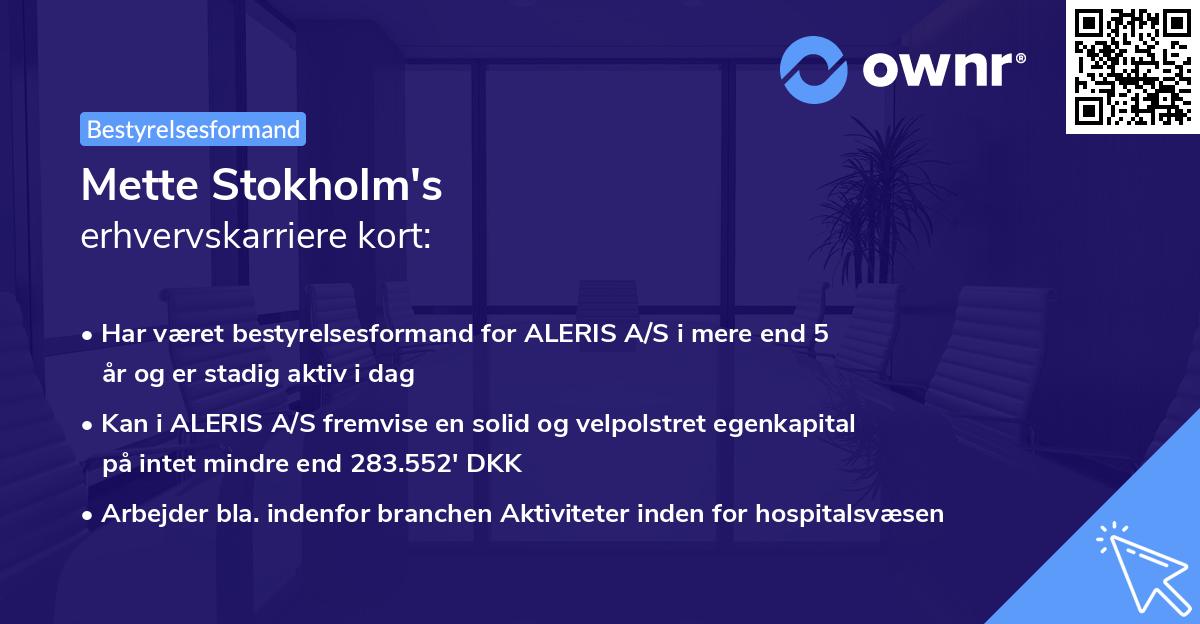 Mette Stokholm's erhvervskarriere kort
