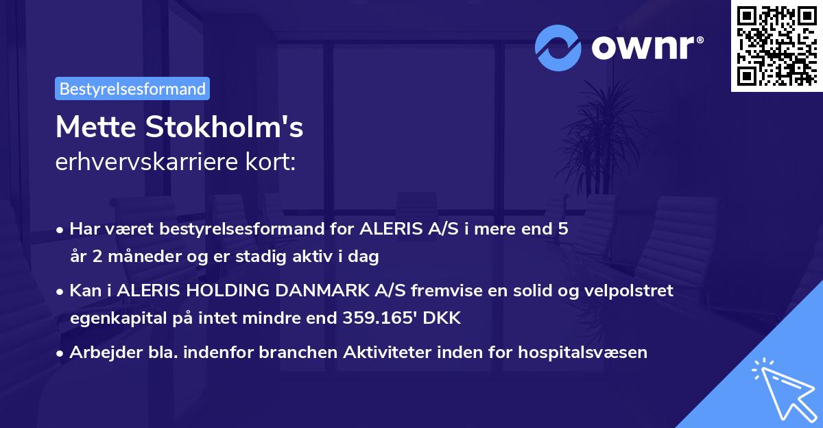 Mette Stokholm's erhvervskarriere kort