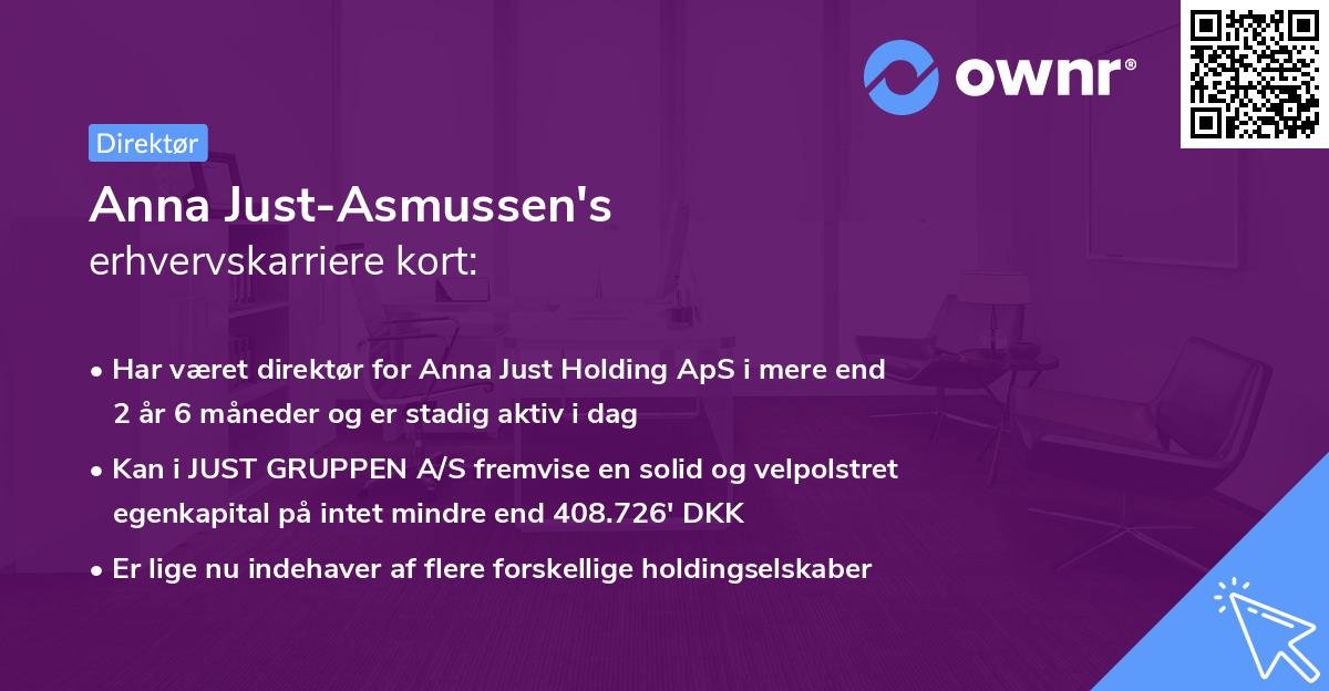 Anna Just-Asmussen's erhvervskarriere kort