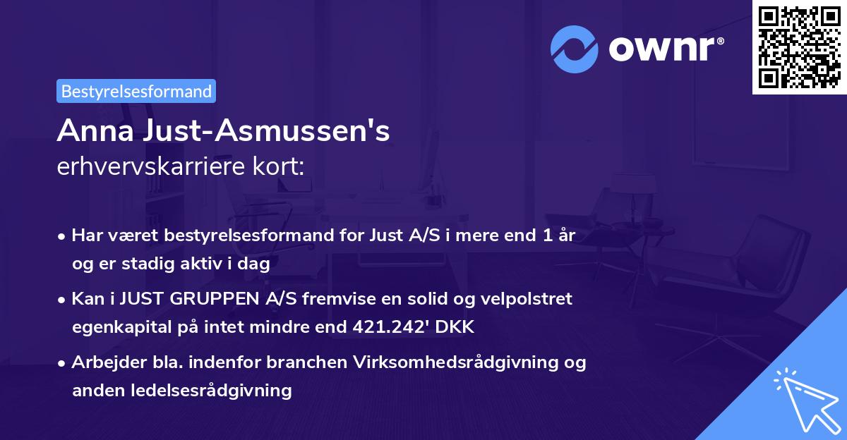 Anna Just-Asmussen's erhvervskarriere kort