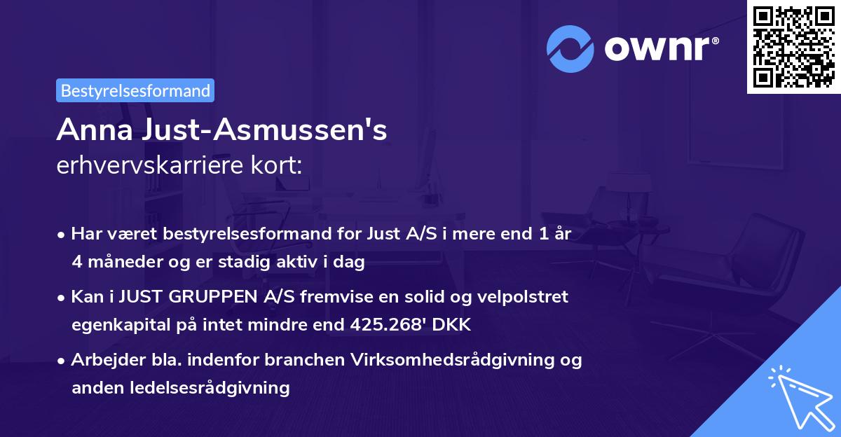 Anna Just-Asmussen's erhvervskarriere kort