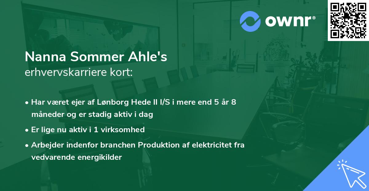 Nanna Sommer Ahle's erhvervskarriere kort