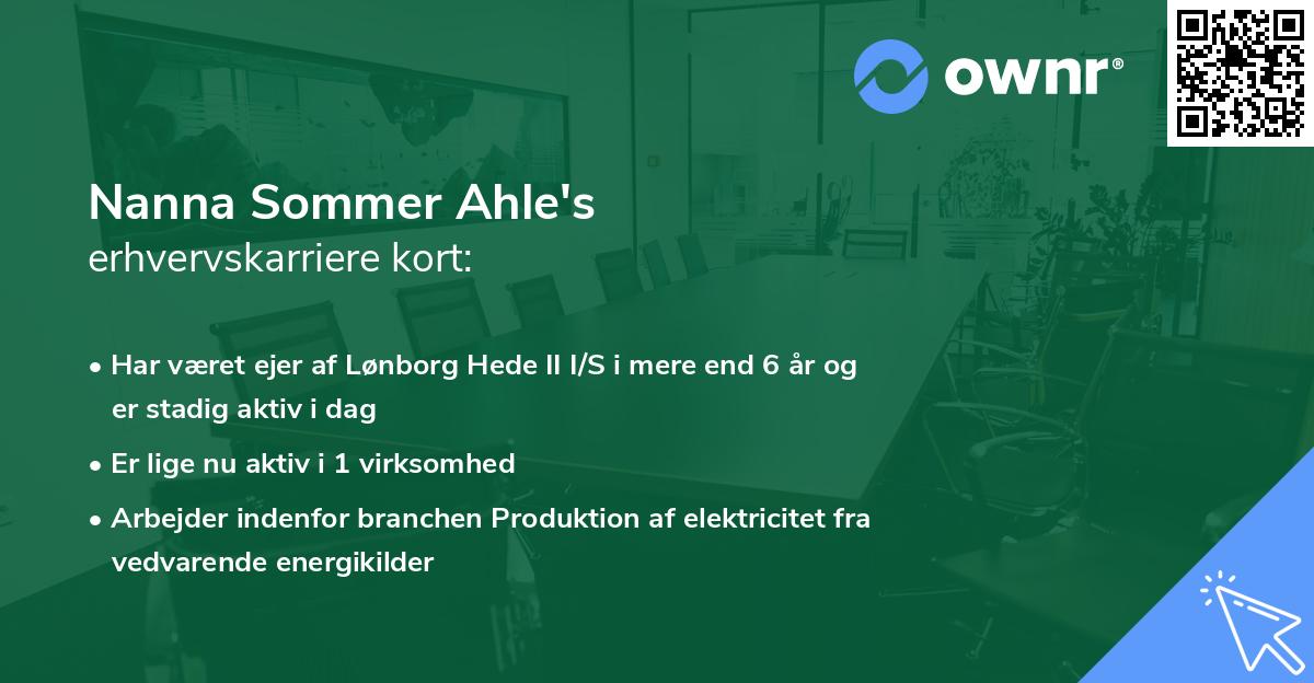 Nanna Sommer Ahle's erhvervskarriere kort