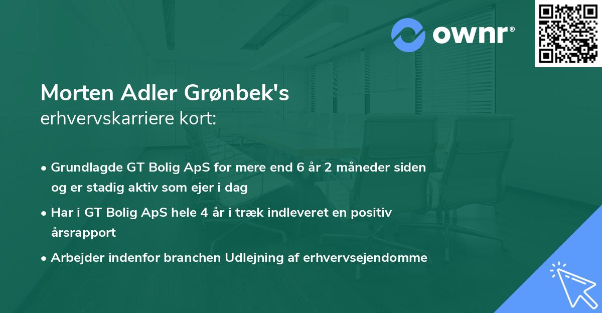 Morten Adler Grønbek's erhvervskarriere kort