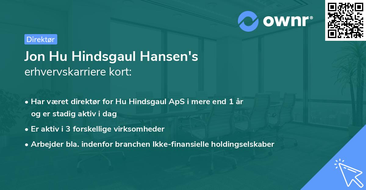 Jon Hu Hindsgaul Hansen's erhvervskarriere kort