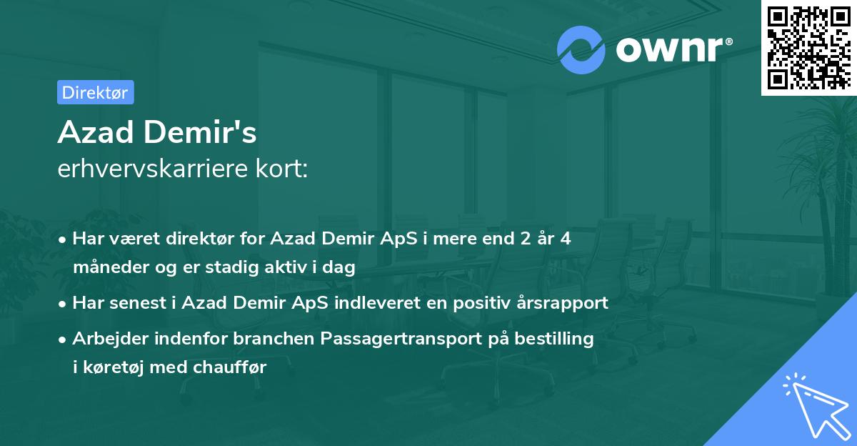 Azad Demir's erhvervskarriere kort