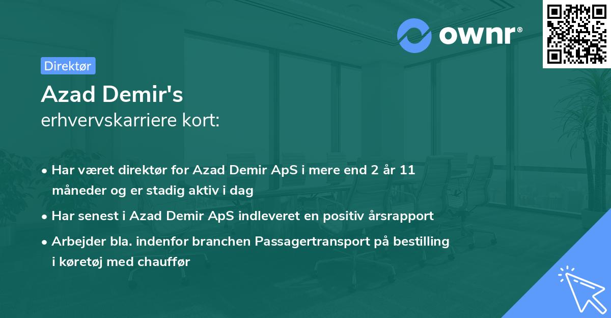 Azad Demir's erhvervskarriere kort