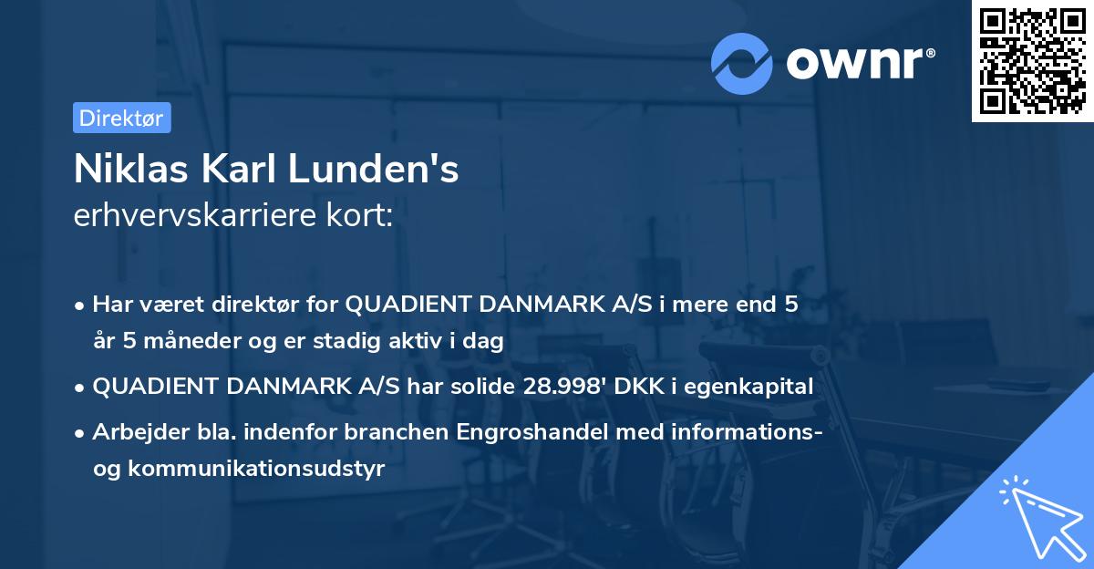 Niklas Karl Lunden's erhvervskarriere kort