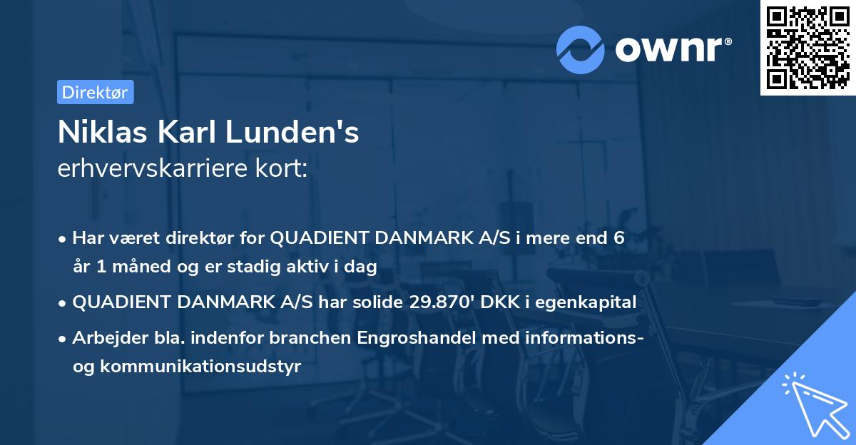 Niklas Karl Lunden's erhvervskarriere kort