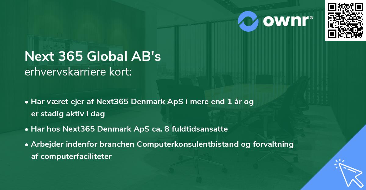 Next 365 Global AB's erhvervskarriere kort