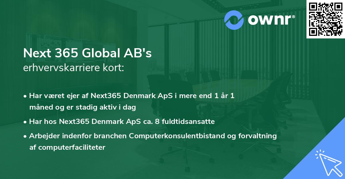 Next 365 Global AB's erhvervskarriere kort
