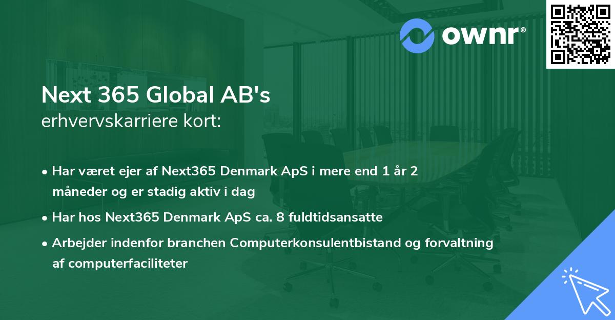 Next 365 Global AB's erhvervskarriere kort