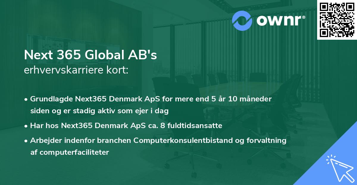 Next 365 Global AB's erhvervskarriere kort