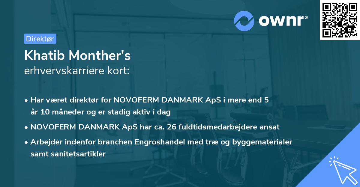 Khatib Monther's erhvervskarriere kort