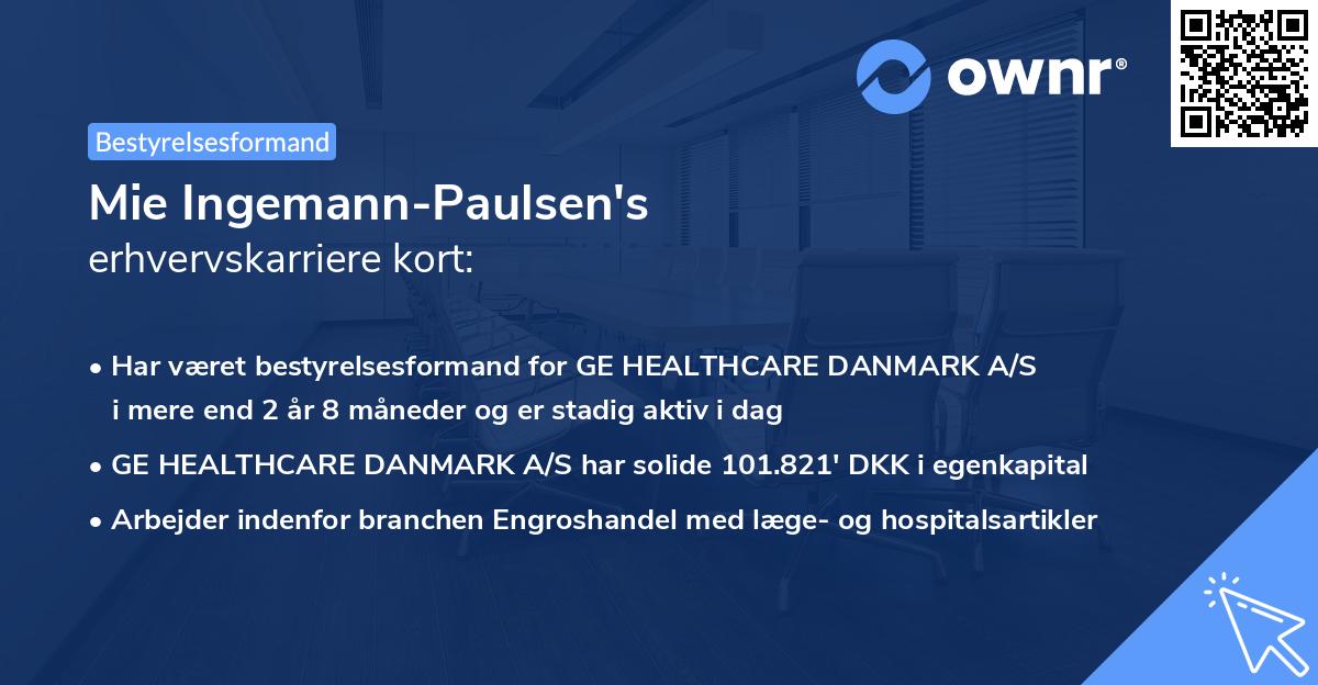 Mie Ingemann-Paulsen's erhvervskarriere kort
