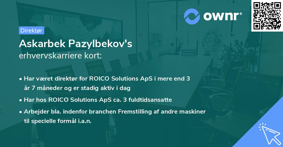 Askarbek Pazylbekov's erhvervskarriere kort