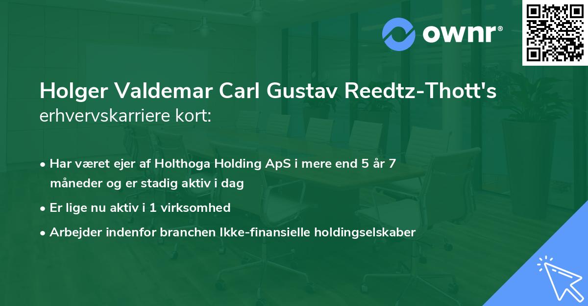 Holger Valdemar Carl Gustav Reedtz-Thott's erhvervskarriere kort