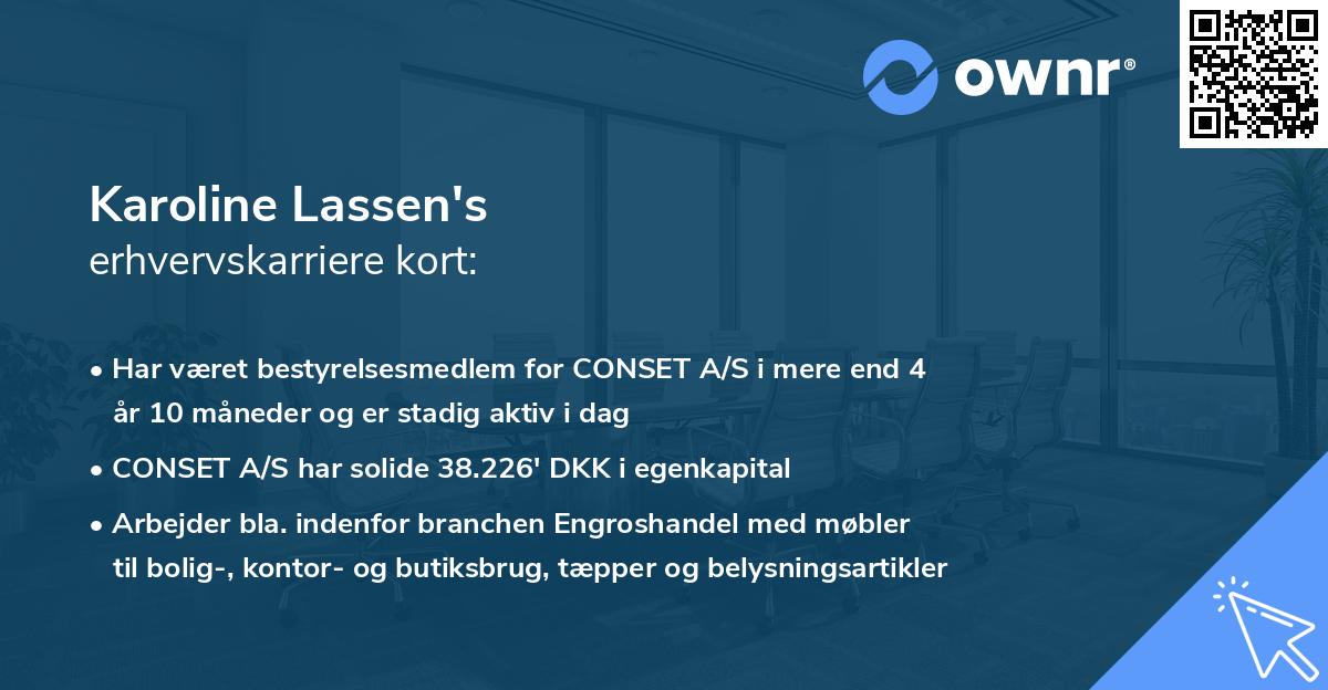 Karoline Lassen's erhvervskarriere kort
