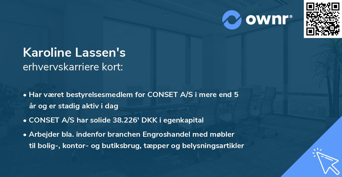 Karoline Lassen's erhvervskarriere kort