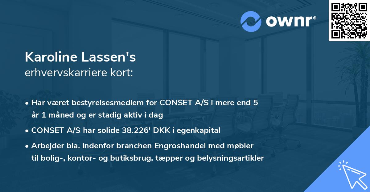 Karoline Lassen's erhvervskarriere kort