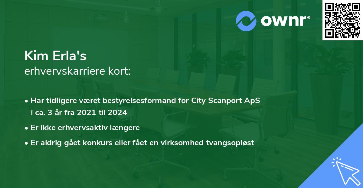 Kim Erla's erhvervskarriere kort
