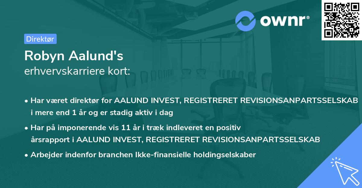 Robyn Aalund's erhvervskarriere kort