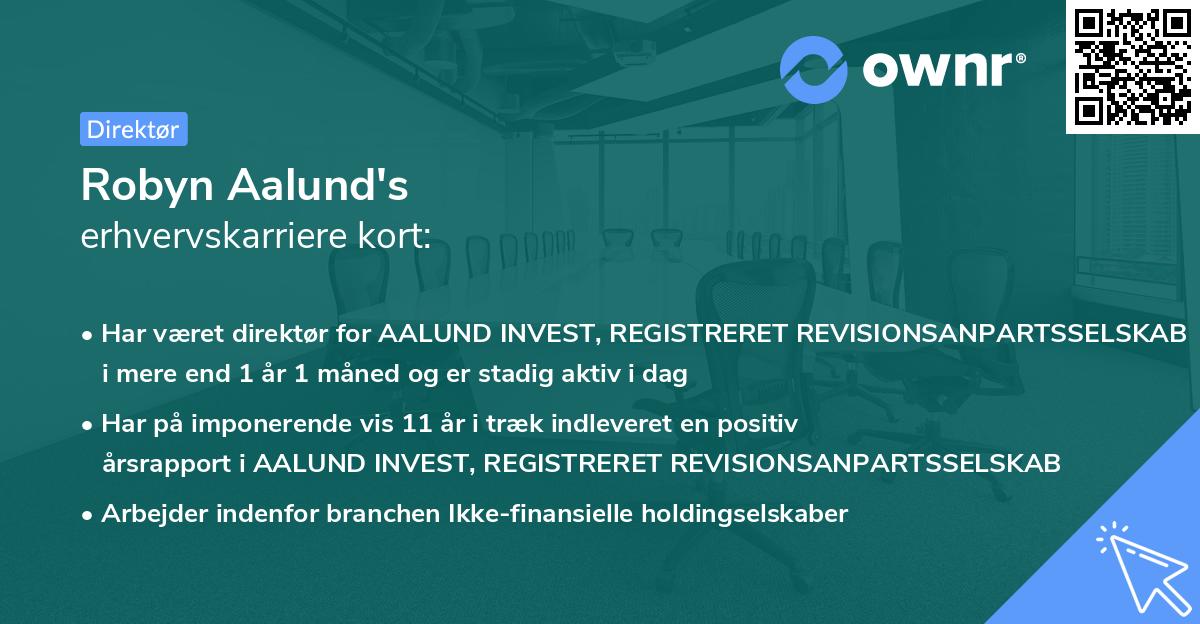 Robyn Aalund's erhvervskarriere kort
