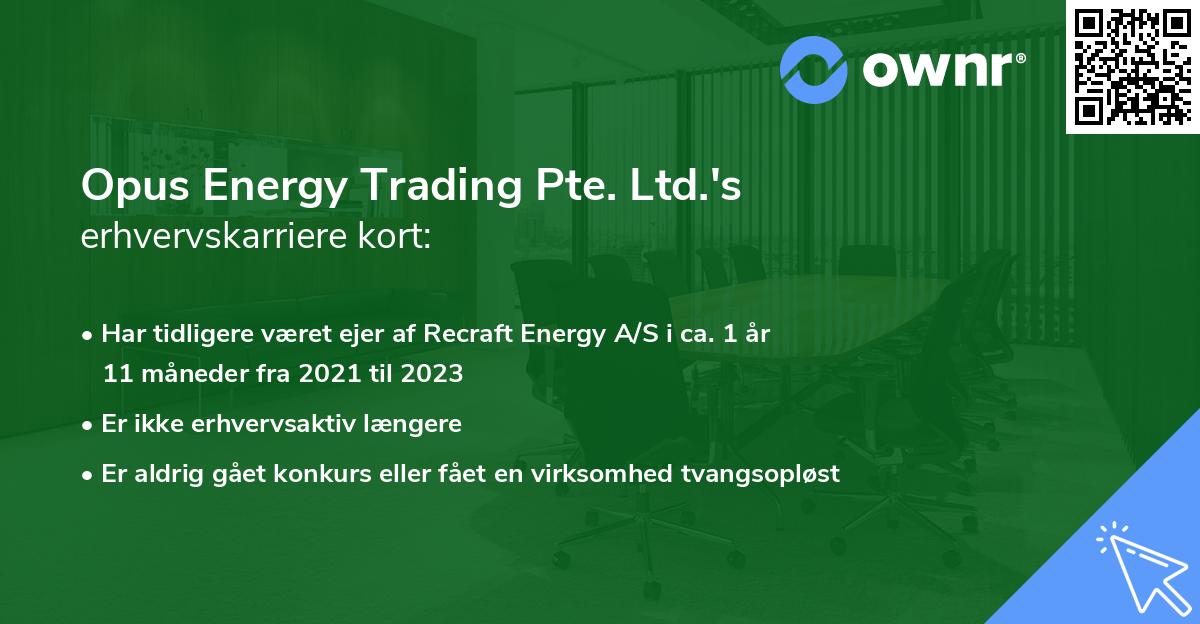 Opus Energy Trading Pte. Ltd.'s erhvervskarriere kort