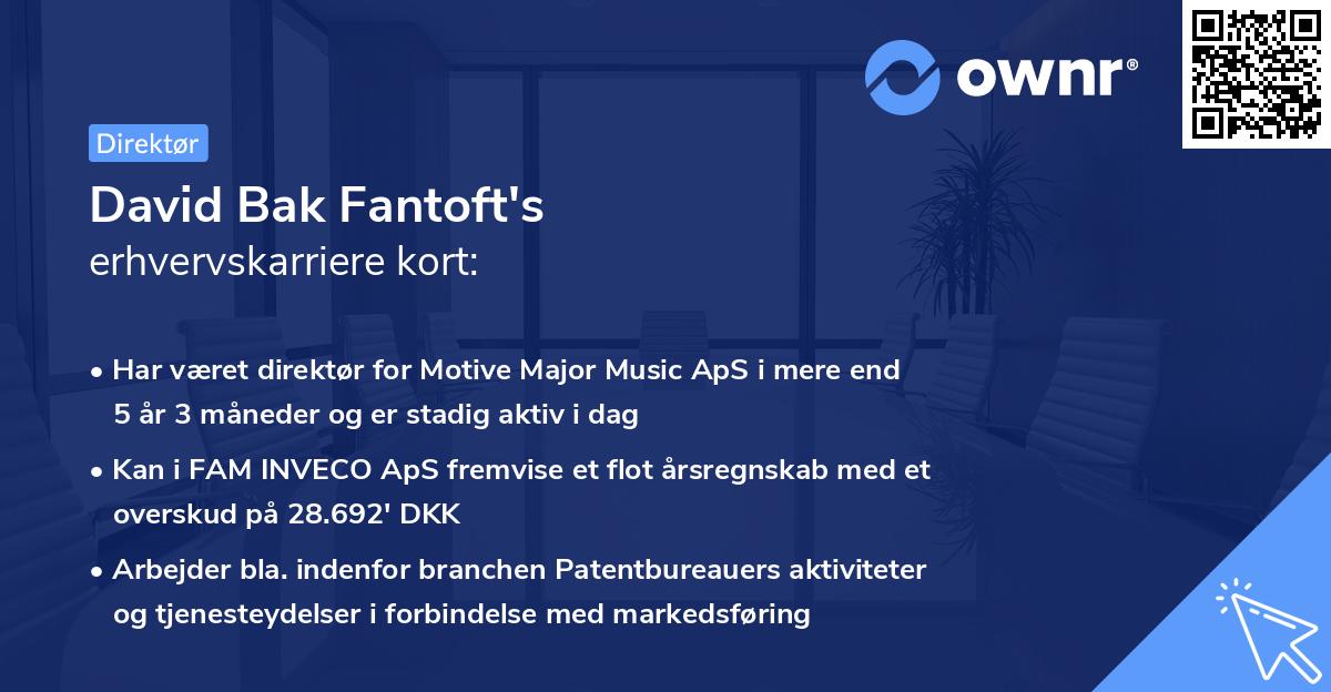 David Bak Fantoft's erhvervskarriere kort