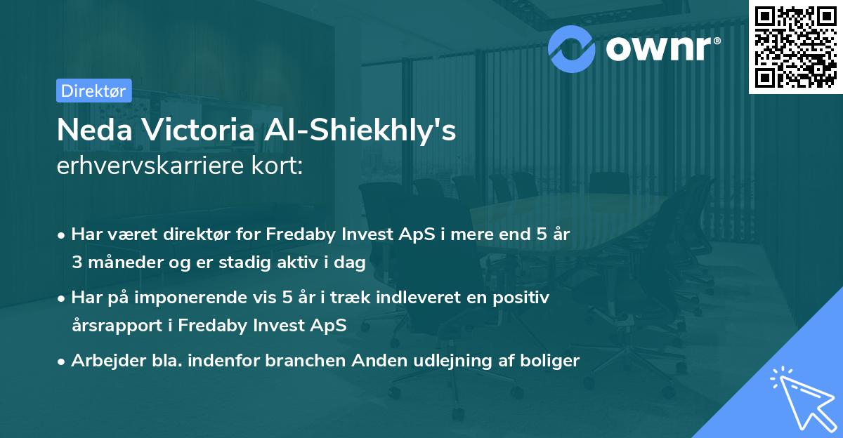 Neda Victoria Al-Shiekhly's erhvervskarriere kort