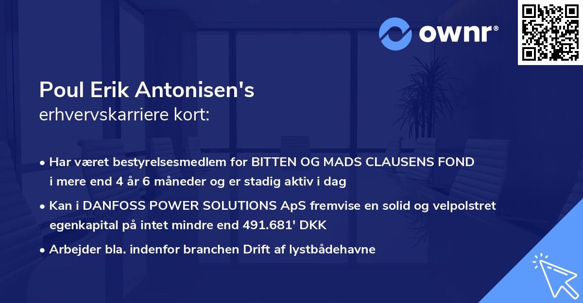 Poul Erik Antonisen's erhvervskarriere kort