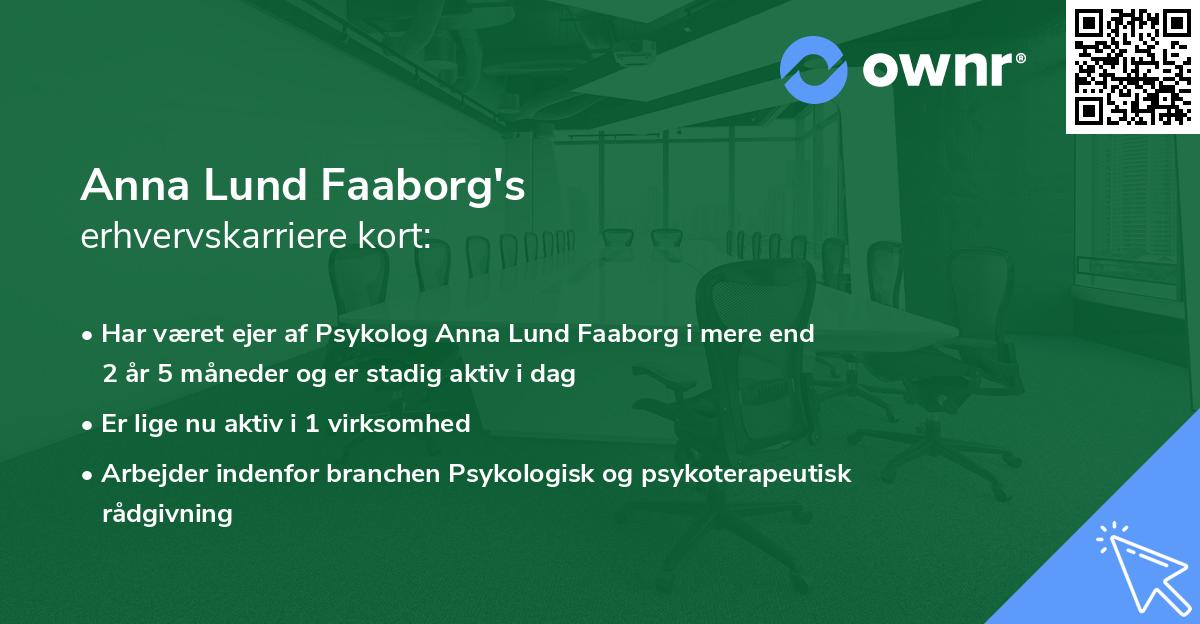 Anna Lund Faaborg's erhvervskarriere kort