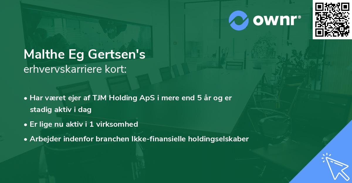 Malthe Eg Gertsen's erhvervskarriere kort