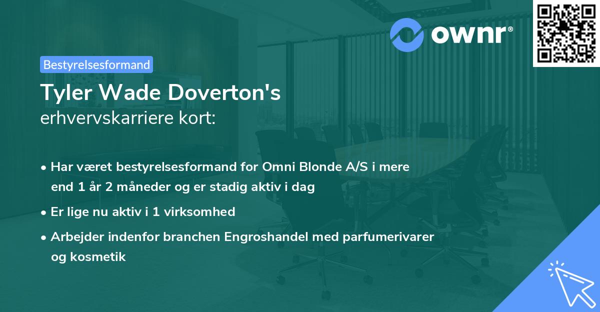 Tyler Wade Doverton's erhvervskarriere kort