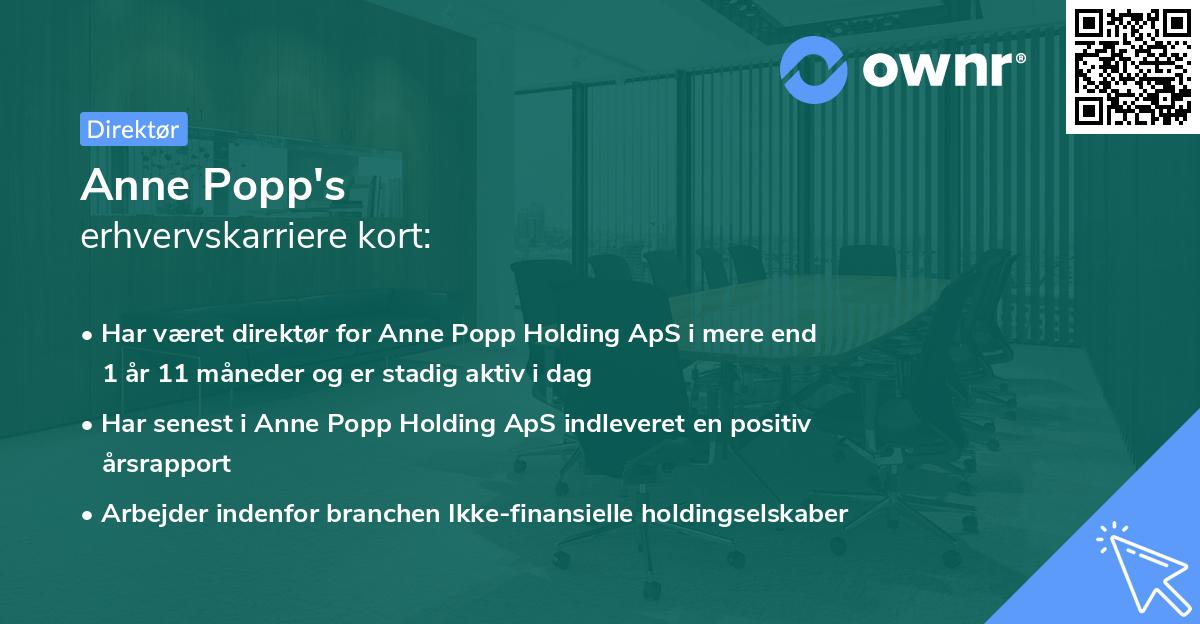 Anne Popp's erhvervskarriere kort