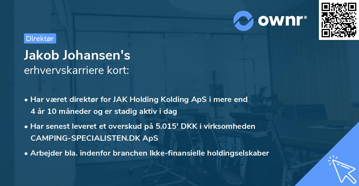 Jakob Johansen's erhvervskarriere kort